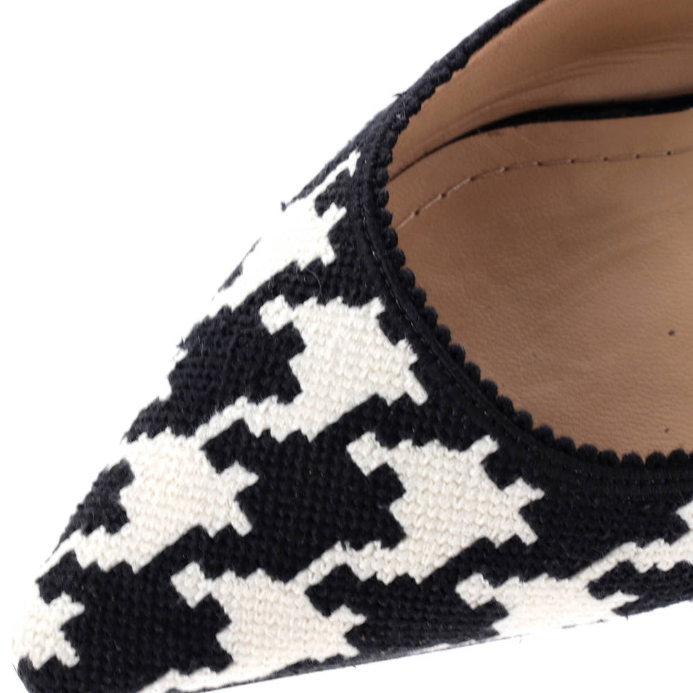 Christian Dior Women's J'adior Slingback Flats Houndstooth Embroidered Cotton - Picture 5 of 6
